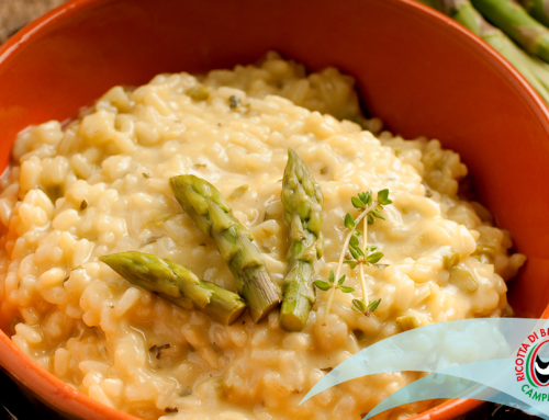 Creamy risotto with Ricotta of Bufala Campana DOP and asparagus